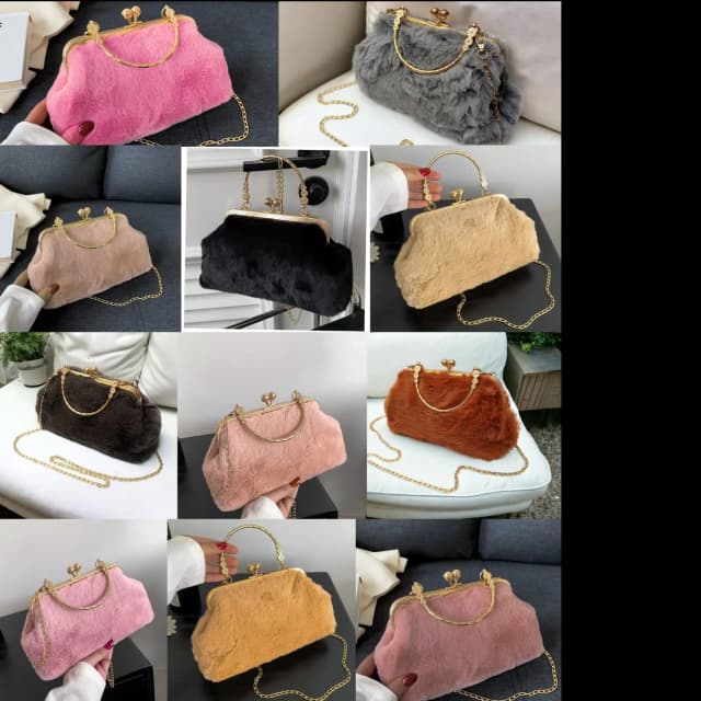 Velvety fur clutch